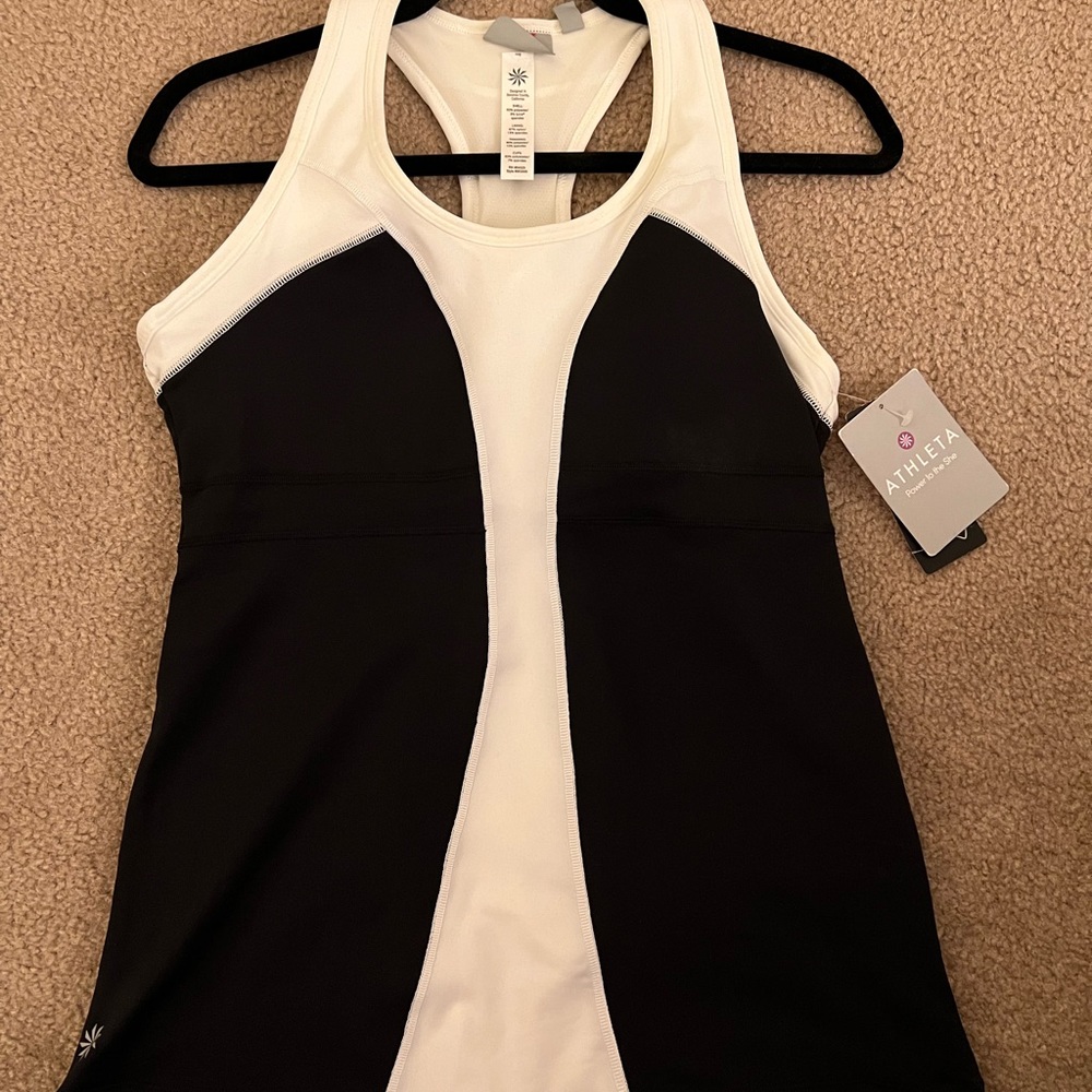 NWT athleta black white turbocharge top medium
